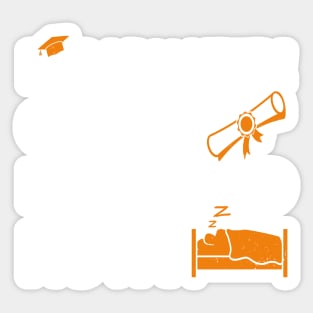 I Graduated Can I Go Back to Bed Now, Orange Graphics Funny Graduation Sticker